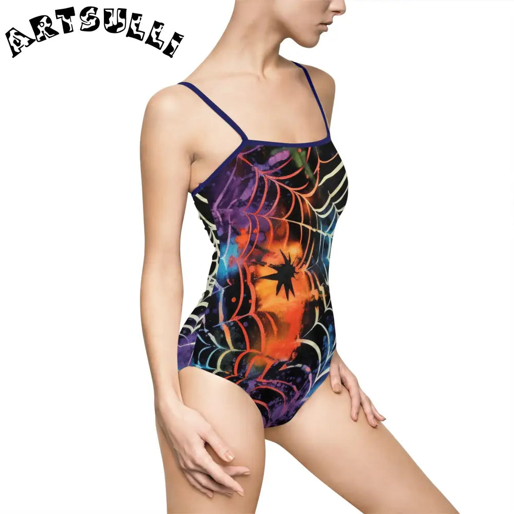 JAKKOUTTHEBXX Colorful Spider Web One-Piece Swimsuit 2025