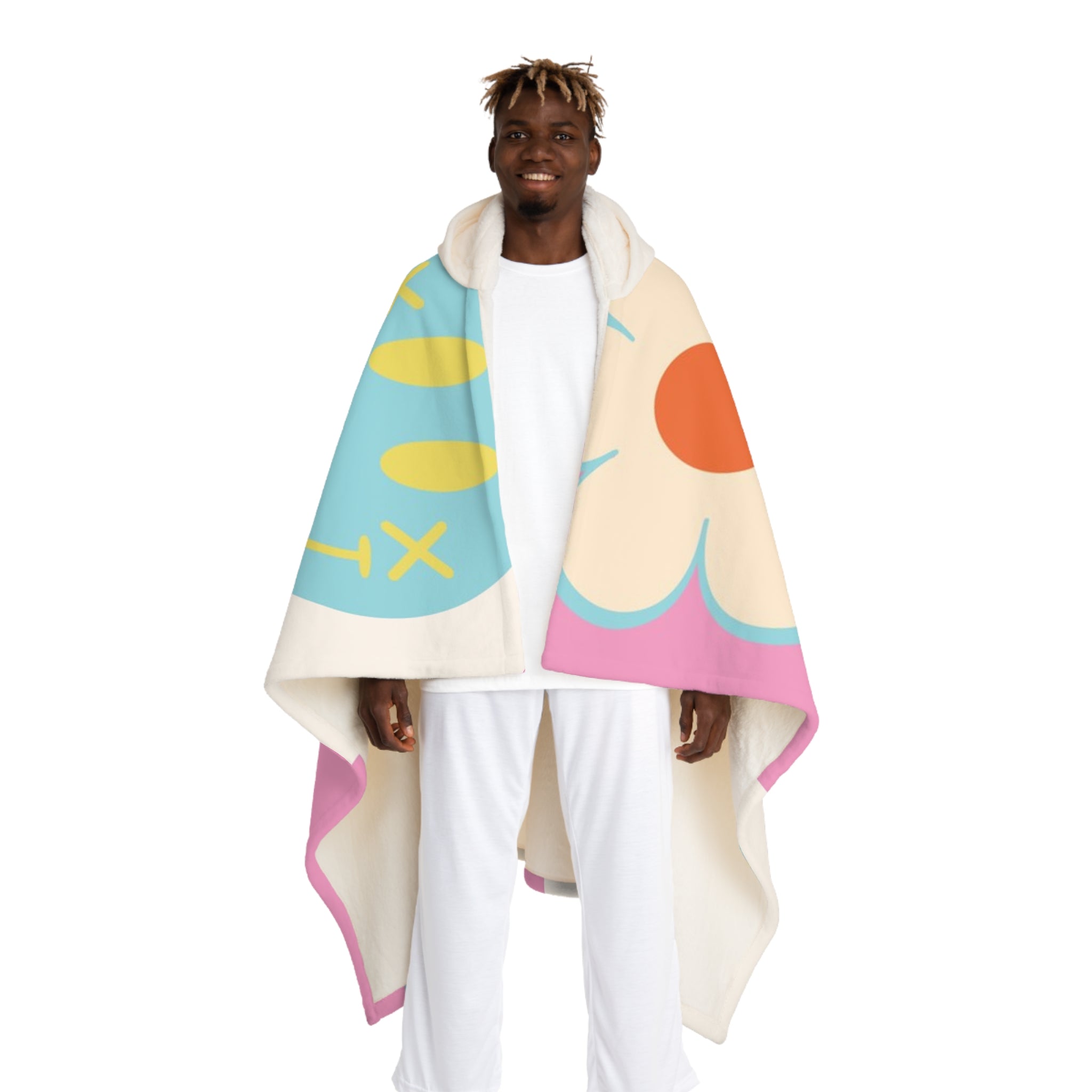 Madotsukis Grin Bloom Hooded Sherpa Fleece Blanket, Artsulli - Art is Long, Life is Short, All Over Prints, Size, One size, Color, Cream, , , 24185310232575276980