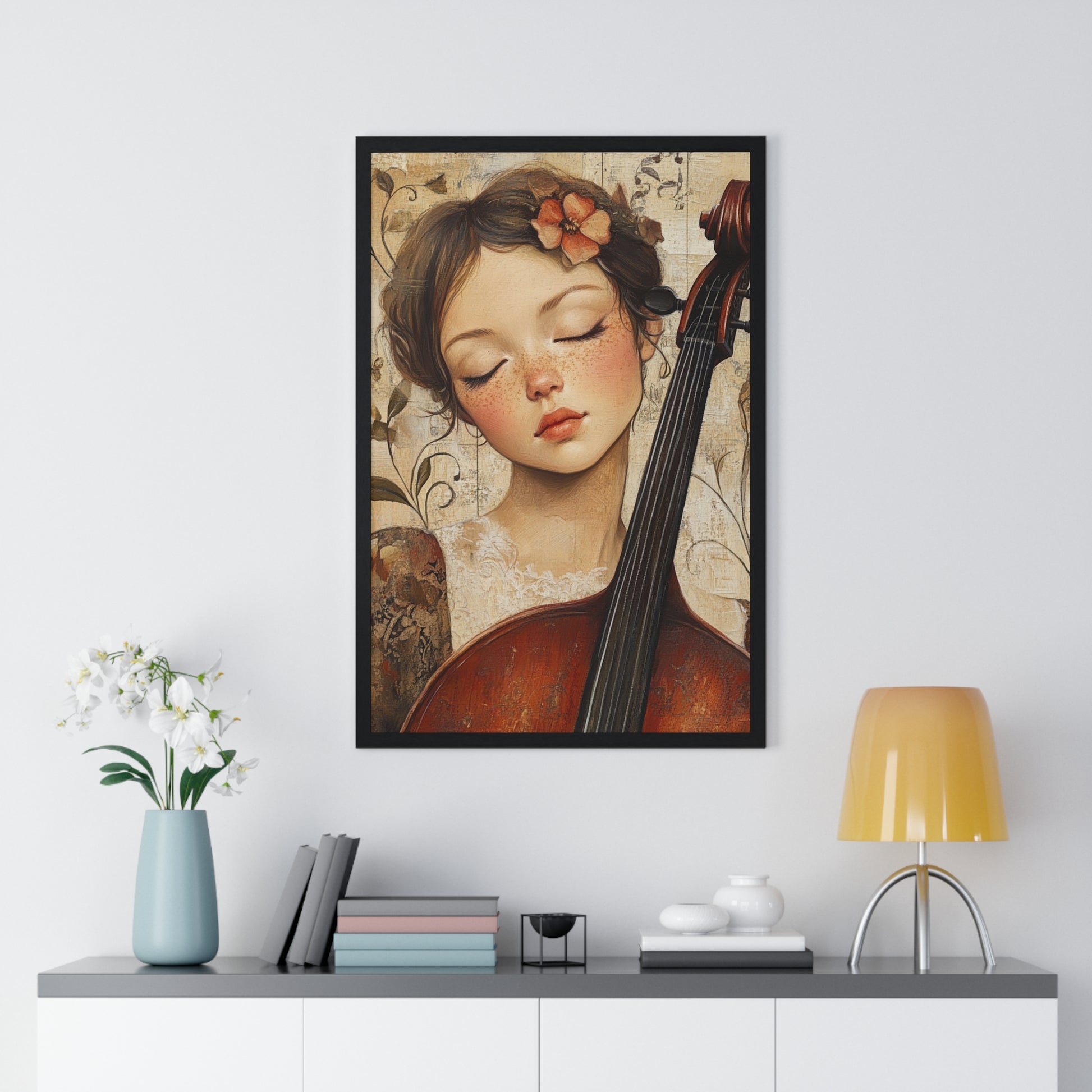 Girl With A Violin II Vertical Framed Poster, Artsulli - Art is Long, Life is Short, Poster, , , , , , , 