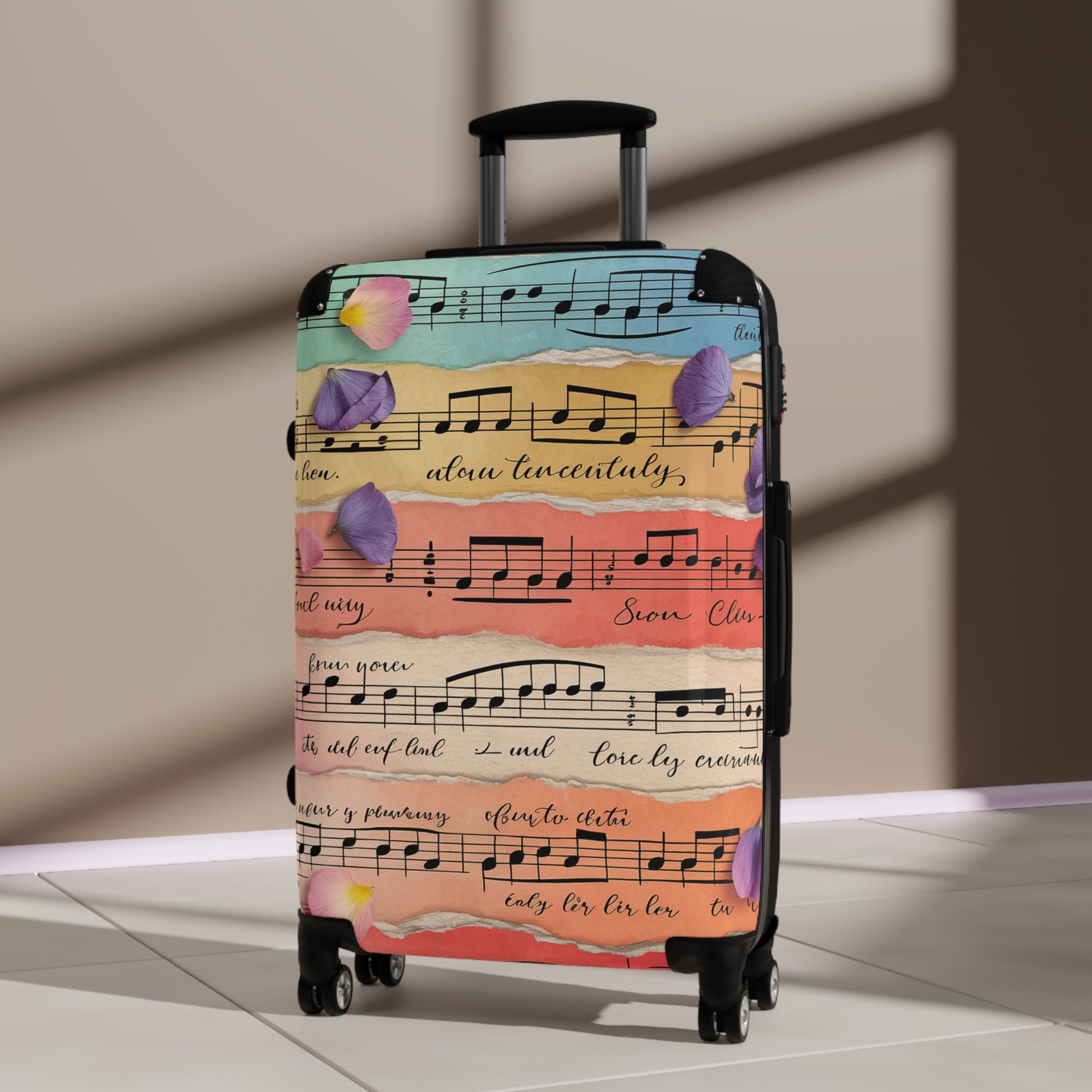Torn Type Beat Sheet Music Multi-Color Suitcase, Artsulli - Art is Long, Life is Short, Bags, , , , , , , 