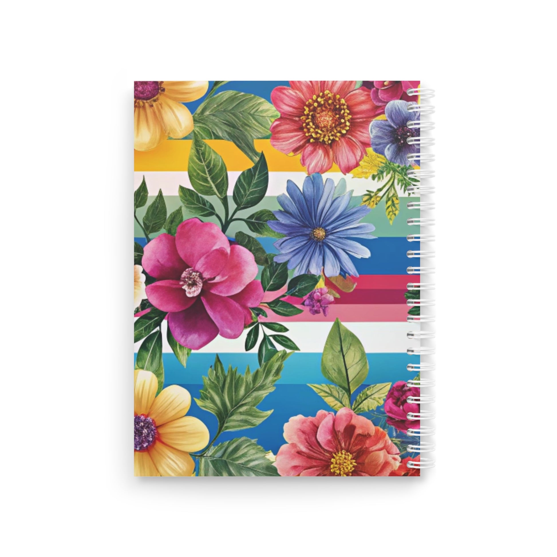 Floral Stripe 4K Spiral Notebook, Artsulli - Art is Long, Life is Short, Paper products, , , , , , , 