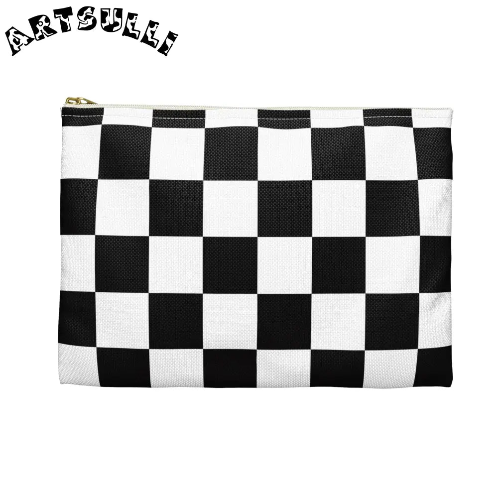 JAKKOUTTHEBXX Checkerboard Black and White Accessory Pouch