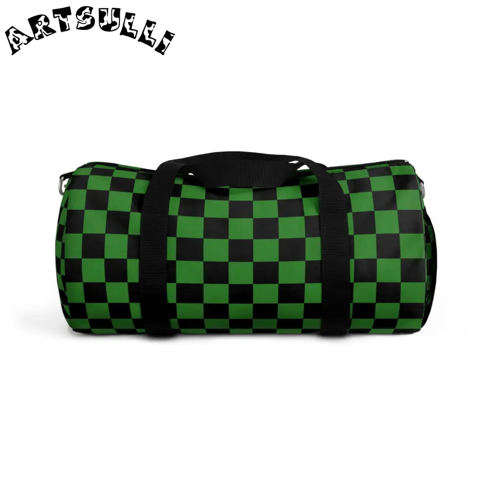 JAKKOUTTHEBXX Checkerboard II Green and Black Duffel Bag