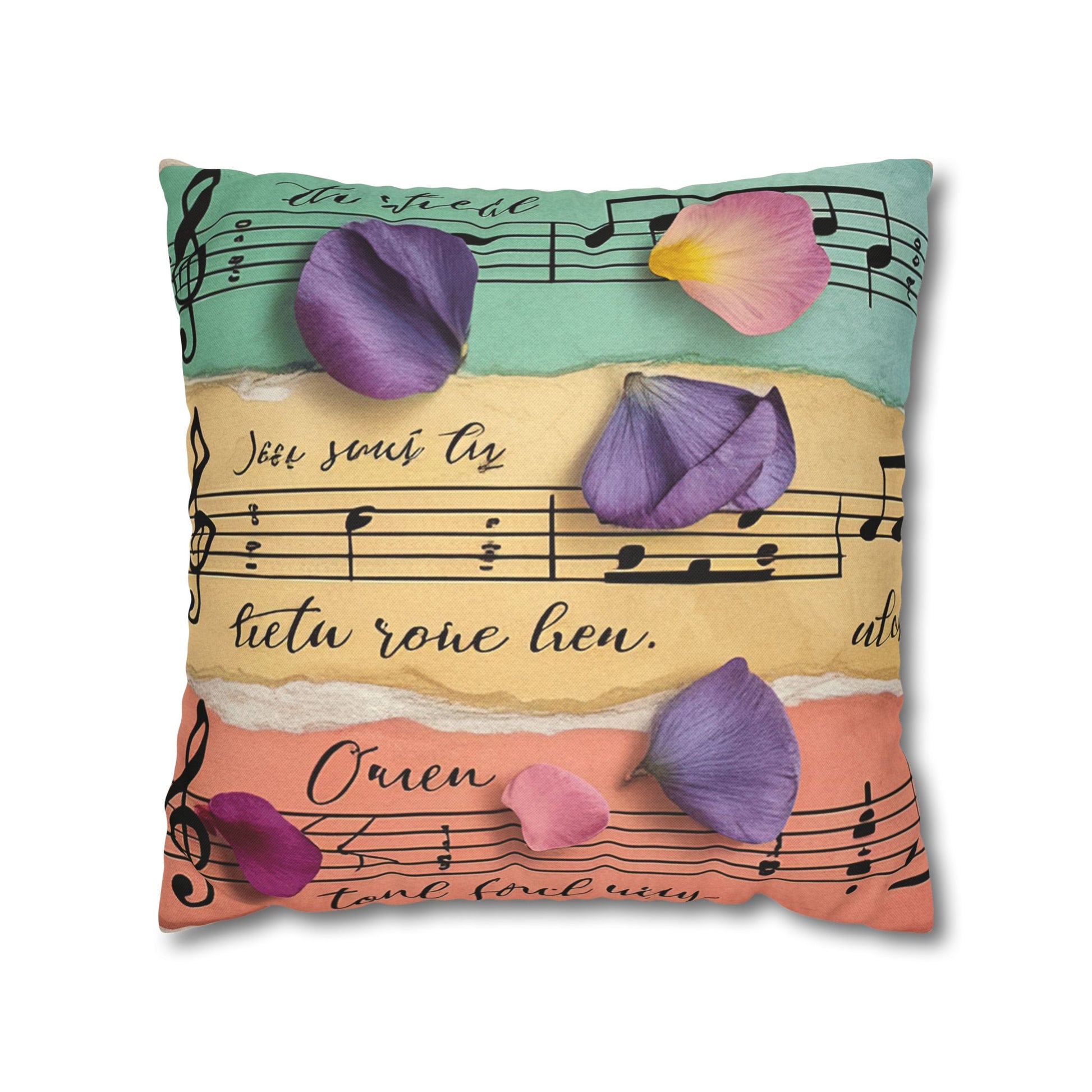 Torn Type Beat Sheet Music Multi-Color Spun Polyester Square Pillowcase, Artsulli - Art is Long, Life is Short, Home Decor, Size, 18" × 18", , , , , 13792861843908759242