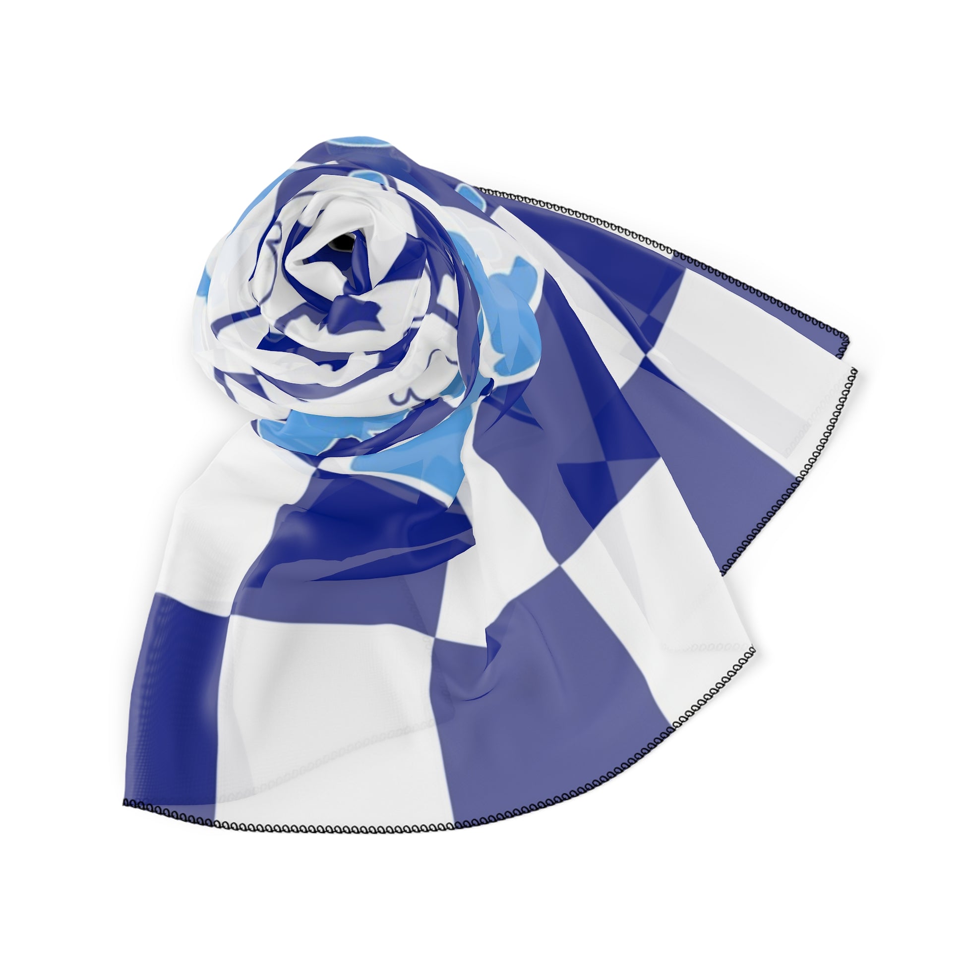 Chessboard Royal Blue & Navy Blue Poly Scarf, Artsulli - Art is Long, Life is Short, Accessories, , , , , , , 