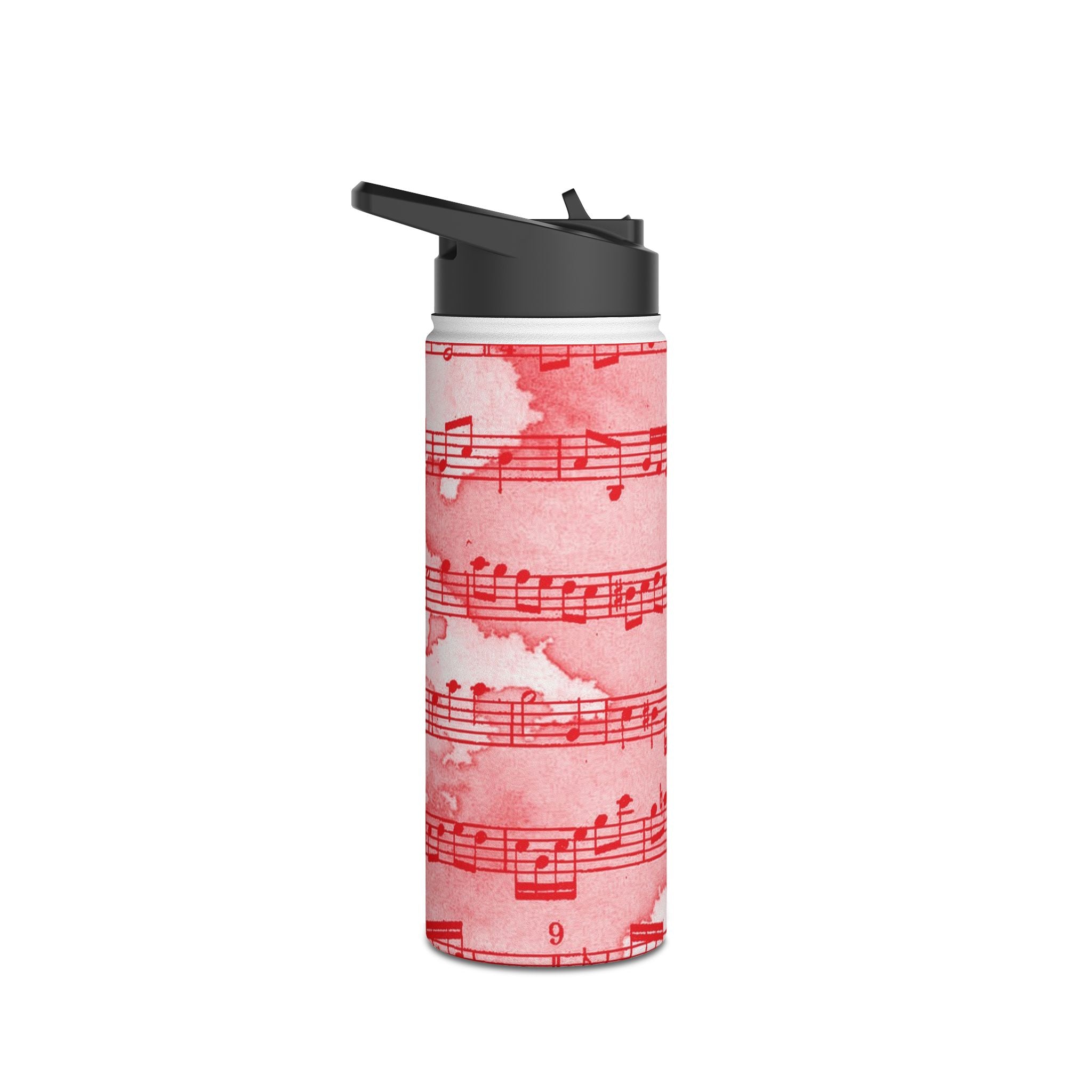 Drip Spill Type Beat Sheet Music Red Stainless Steel Water Bottle, Standard Lid, Artsulli - Art is Long, Life is Short, Mug, , , , , , , 