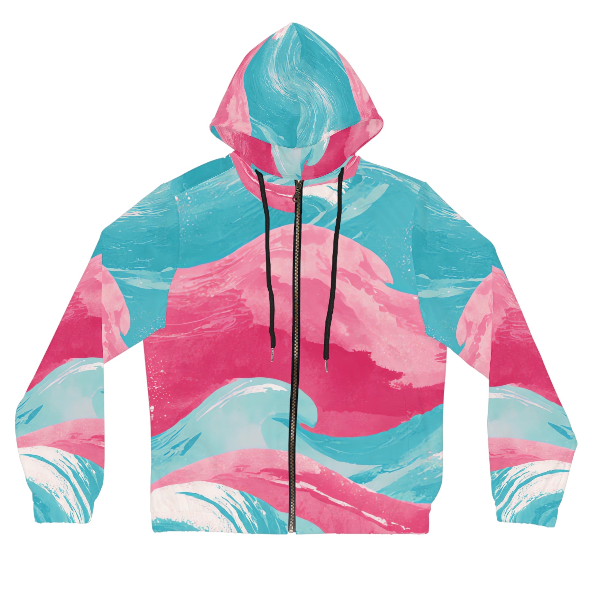 The Great Pastelwave Pink and Blue Women’s Full-Zip Hoodie (AOP), Artsulli - Art is Long, Life is Short, All Over Prints, Size, XS, Color, Black, , , 29835499581305066903