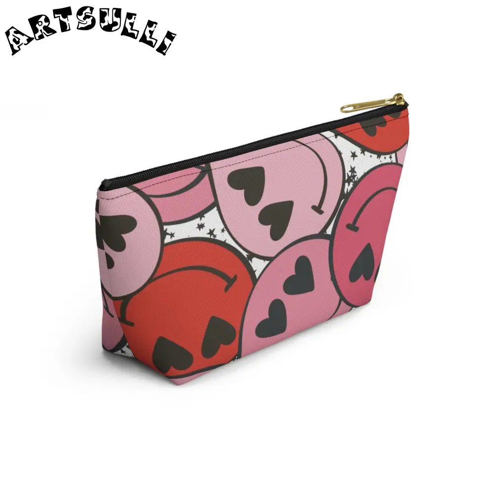 JAKKOUTTHEBXX Smiley Face x Heart Eyes Pink and Red Accessory Pouch