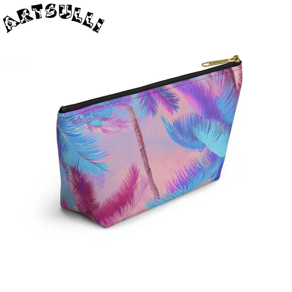 JAKKOUTTHEBXX Ethereal Pastel Palms II Blue and Pink Accessory Pouch