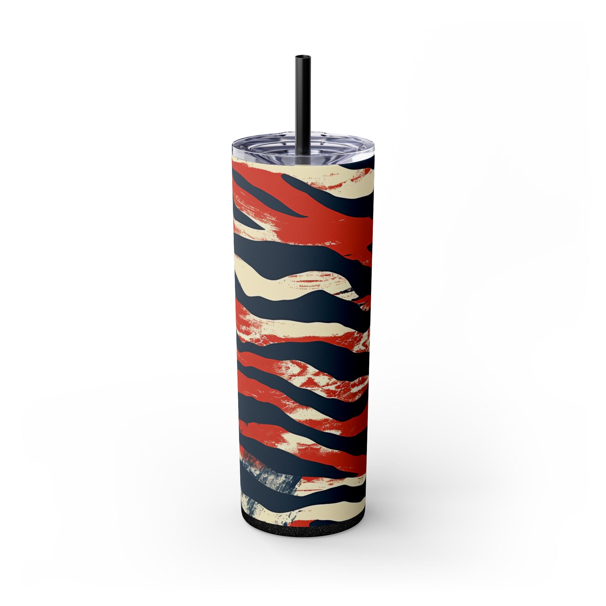 Capricious Tiger Wave Skinny Tumbler with Straw, 20oz, Artsulli - Art is Long, Life is Short, Mug, Finish, Glossy, Color, Glitter Black, Size, 20oz, 20563980074804