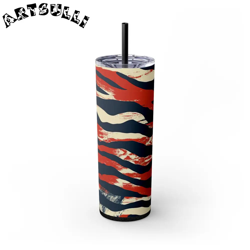 JAKKOUTTHEBXX Capricious Tiger Wave Skinny Tumbler with Straw 20oz