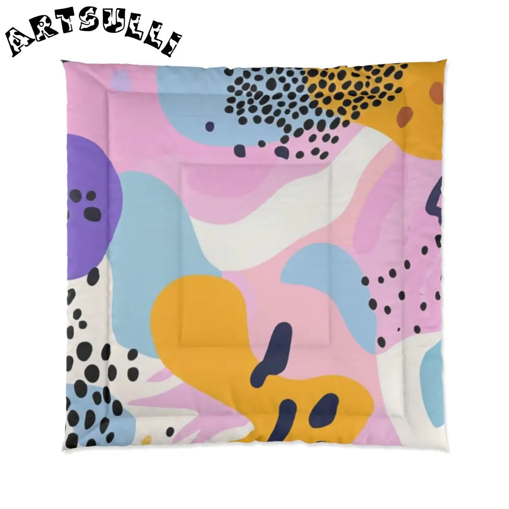 JAKKOUTTHEBXX Colorful Abstract Dots and Shapes Comforter