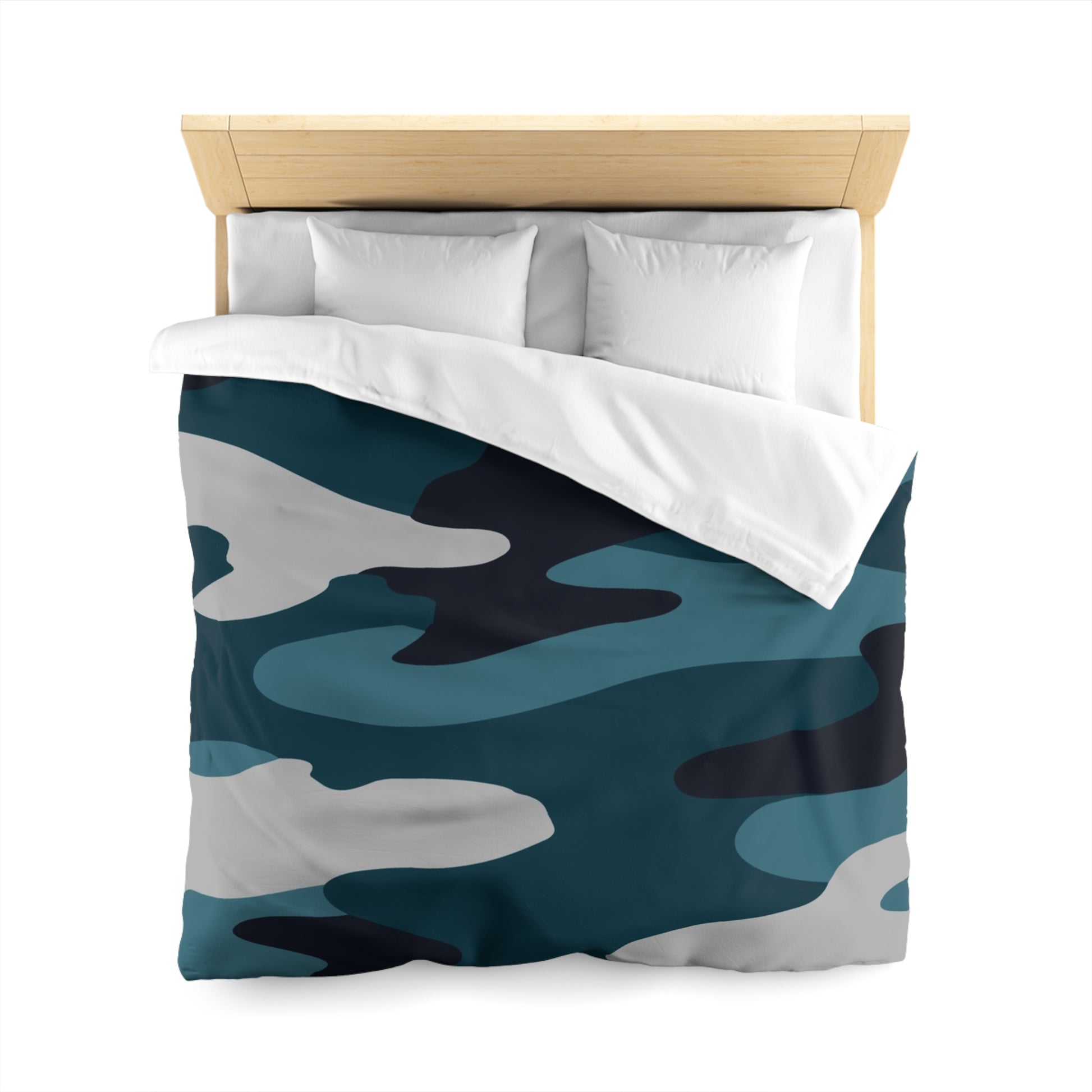 Blue Camouflage Microfiber Duvet Cover, Artsulli - Art is Long, Life is Short, Home Decor, , , , , , , 