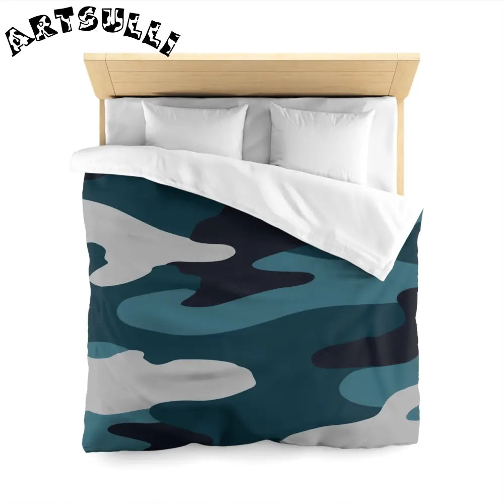 JAKKOUTTHEBXX Blue Camouflage Microfiber Duvet Cover JAKKOUTTHEBXX