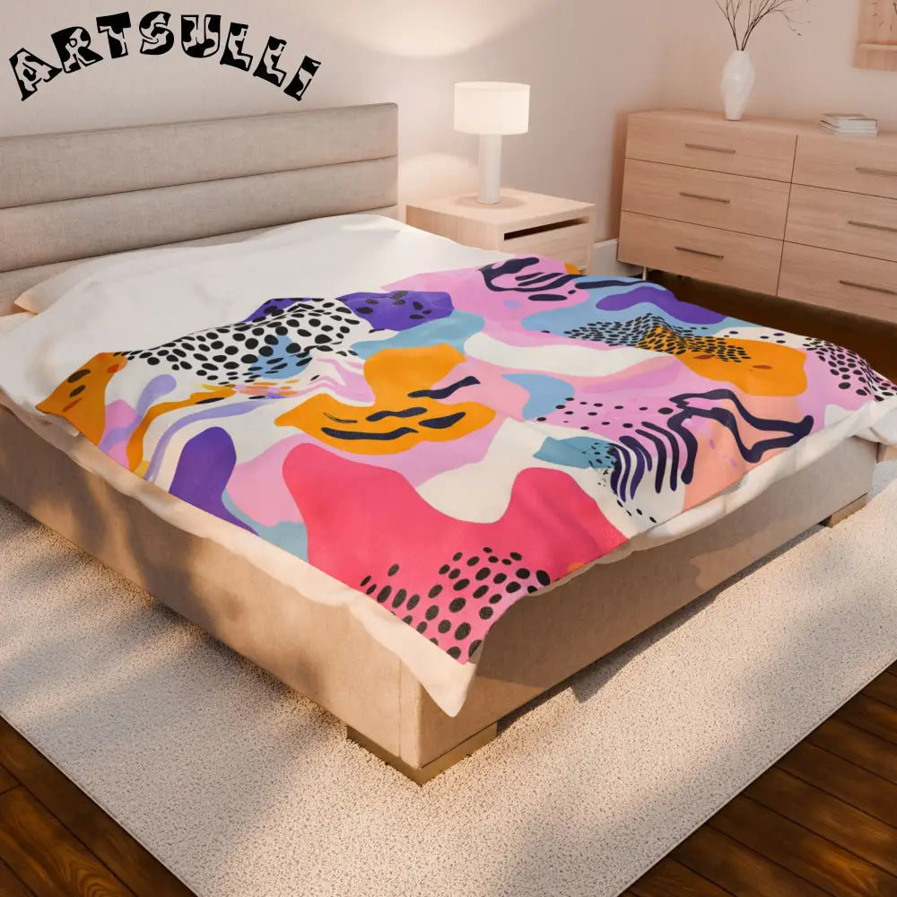 JAKKOUTTHEBXX Colorful Abstract Dots and Shapes II Velveteen Plush