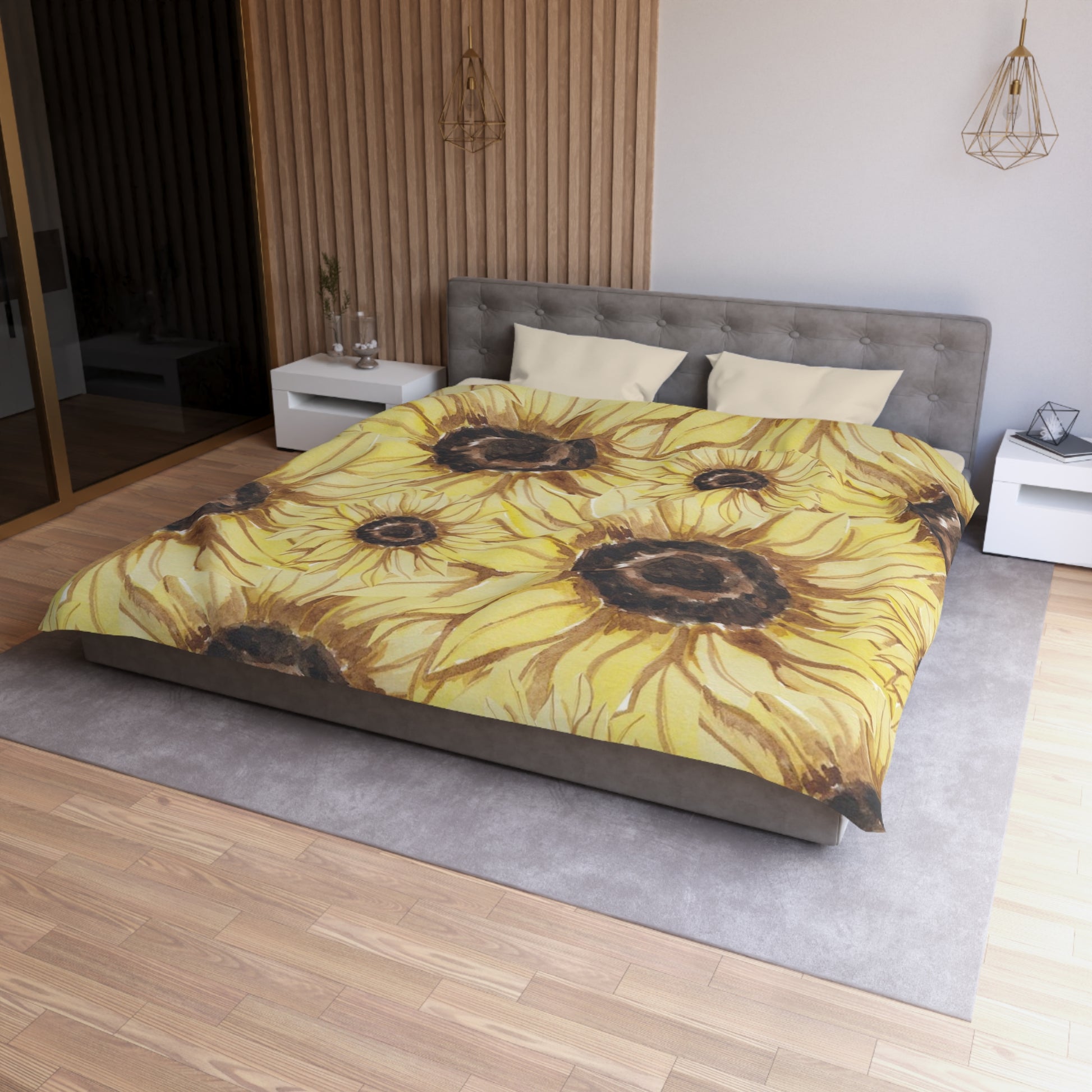 Retro Anime Sunflower Microfiber Duvet Cover, Artsulli - Art is Long, Life is Short, Home Decor, , , , , , , 