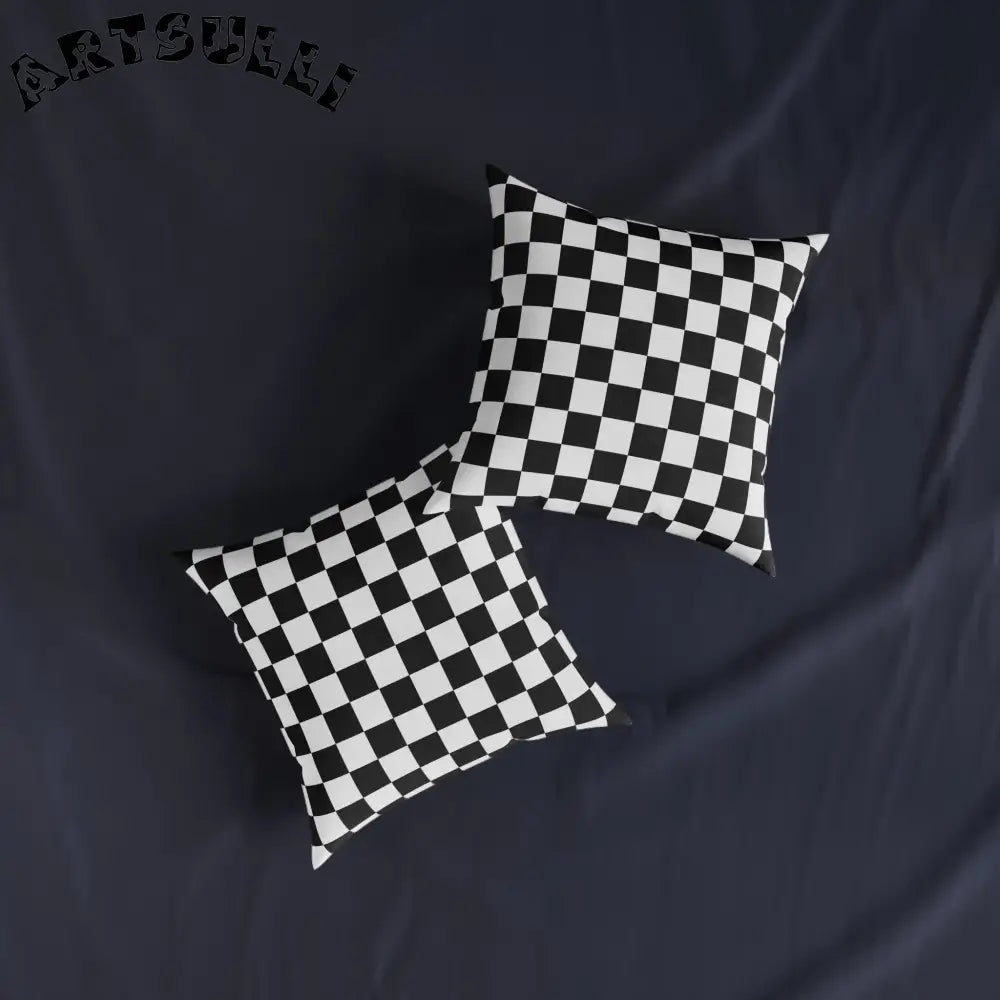 JAKKOUTTHEBXX Checkerboard Black and White Square Pillow