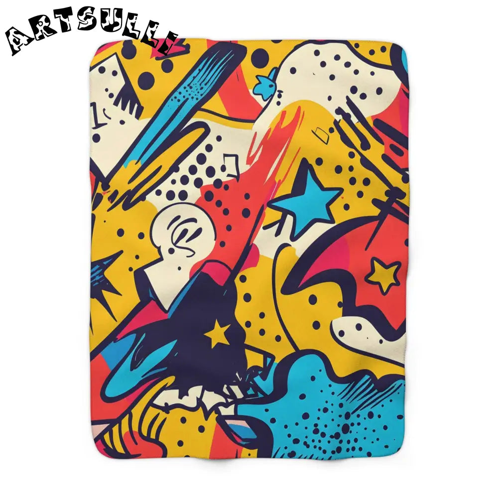 JAKKOUTTHEBXX Comic x Pop Art Sherpa Fleece Blanket JAKKOUTTHEBXX