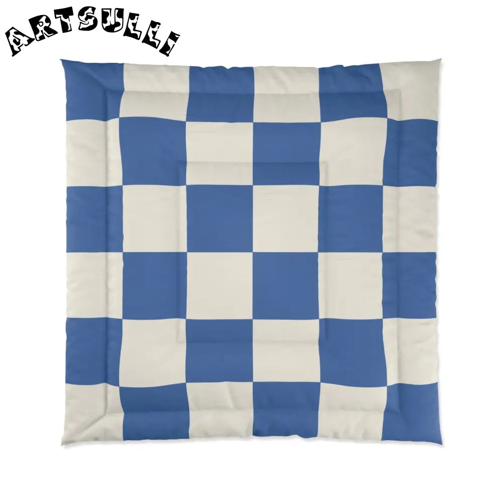 JAKKOUTTHEBXX Checkerboard Blue Comforter JAKKOUTTHEBXX Artsulli