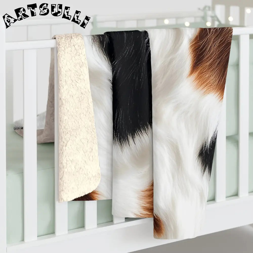 JAKKOUTTHEBXX Surreal Cow Skin Sherpa Fleece Blanket JAKKOUTTHEBXX