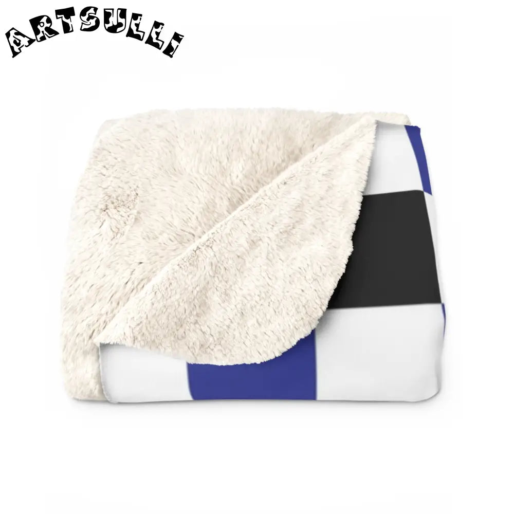 JAKKOUTTHEBXX Checkerboard Blue White and Black Sherpa Fleece