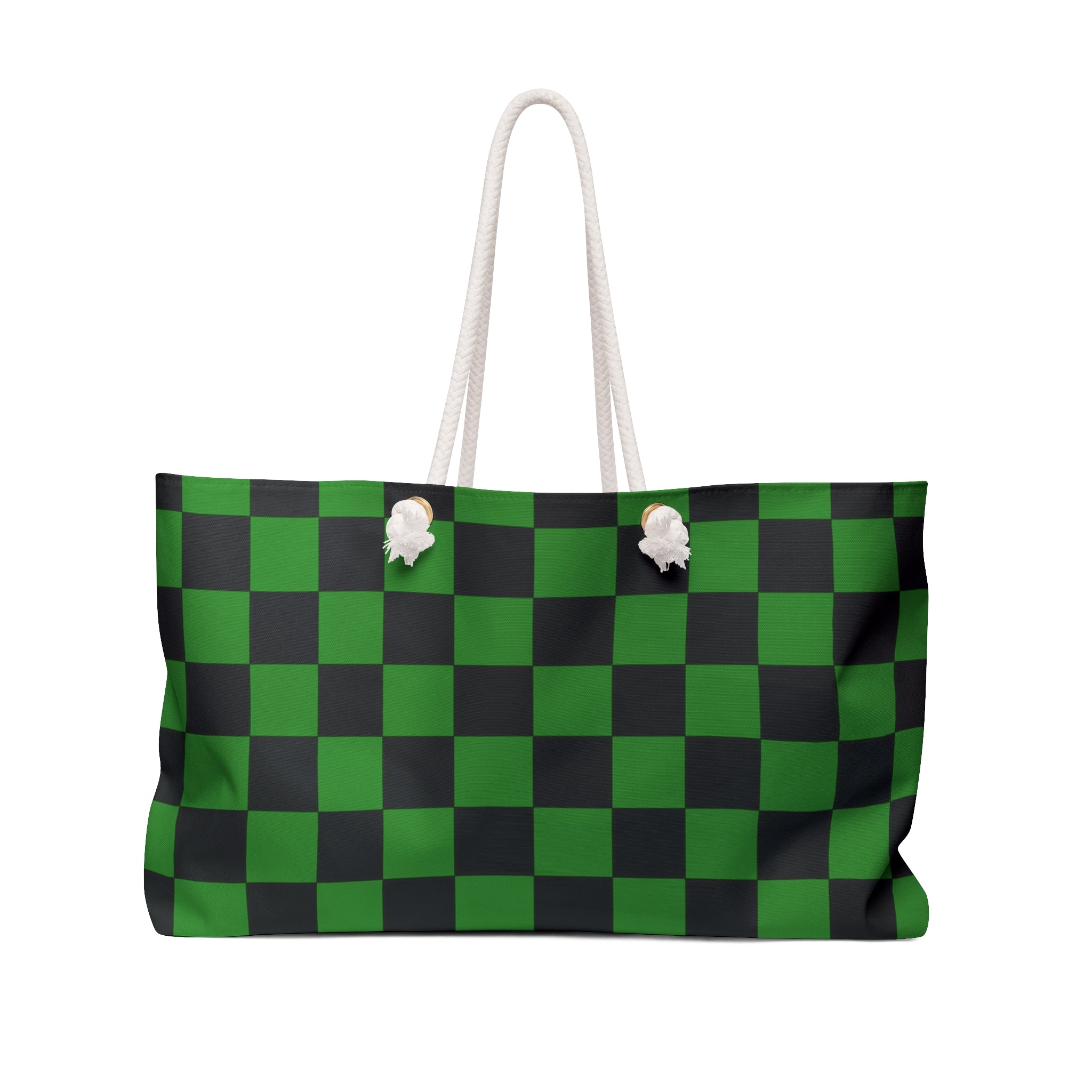Checkerboard Green and Black Weekender Bag, Artsulli - Art is Long, Life is Short, Bags, Size, 24" × 13", , , , , 83517286421670774330