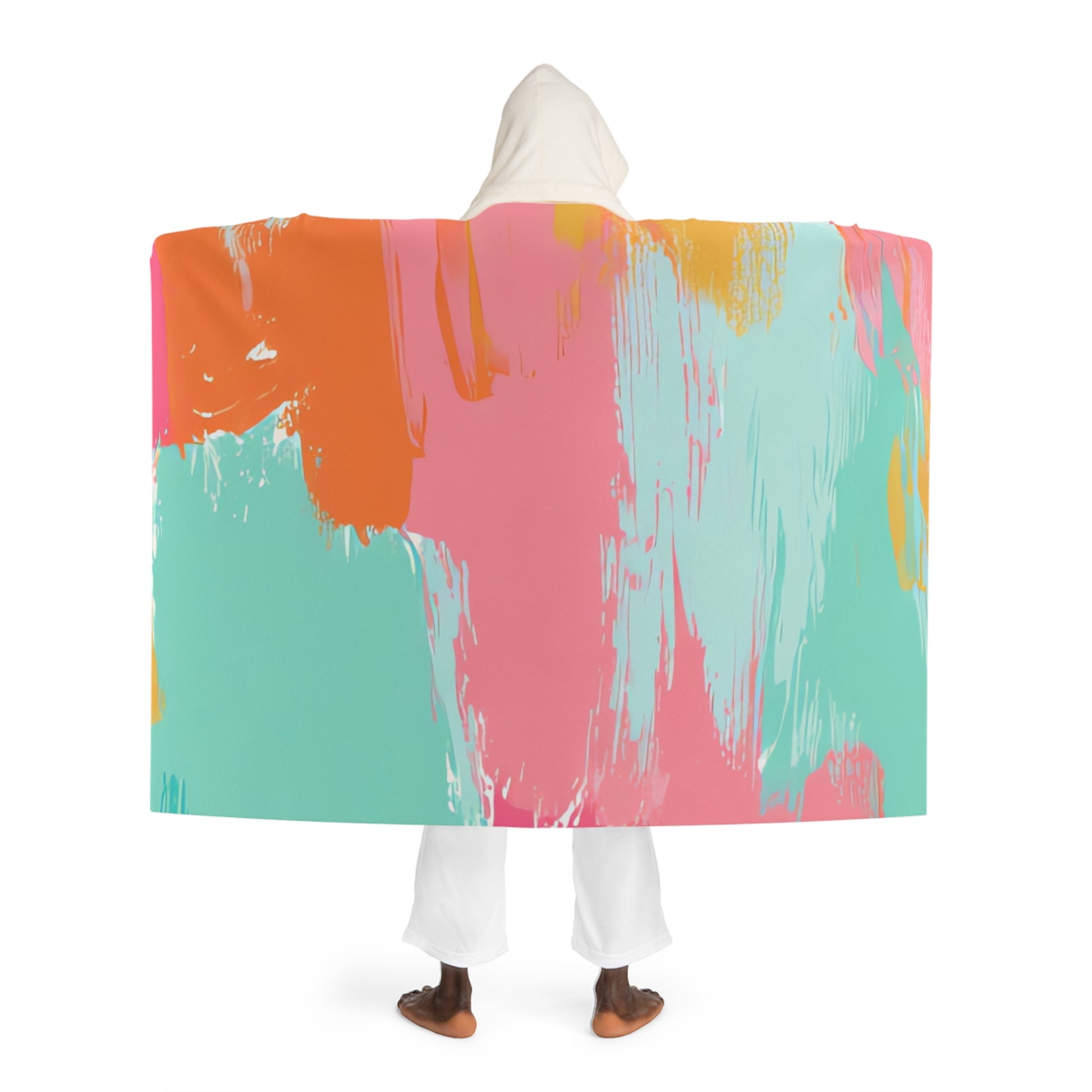 Preppy Pixel Bloom Hooded Sherpa Fleece Blanket, Artsulli - Art is Long, Life is Short, All Over Prints, , , , , , , 