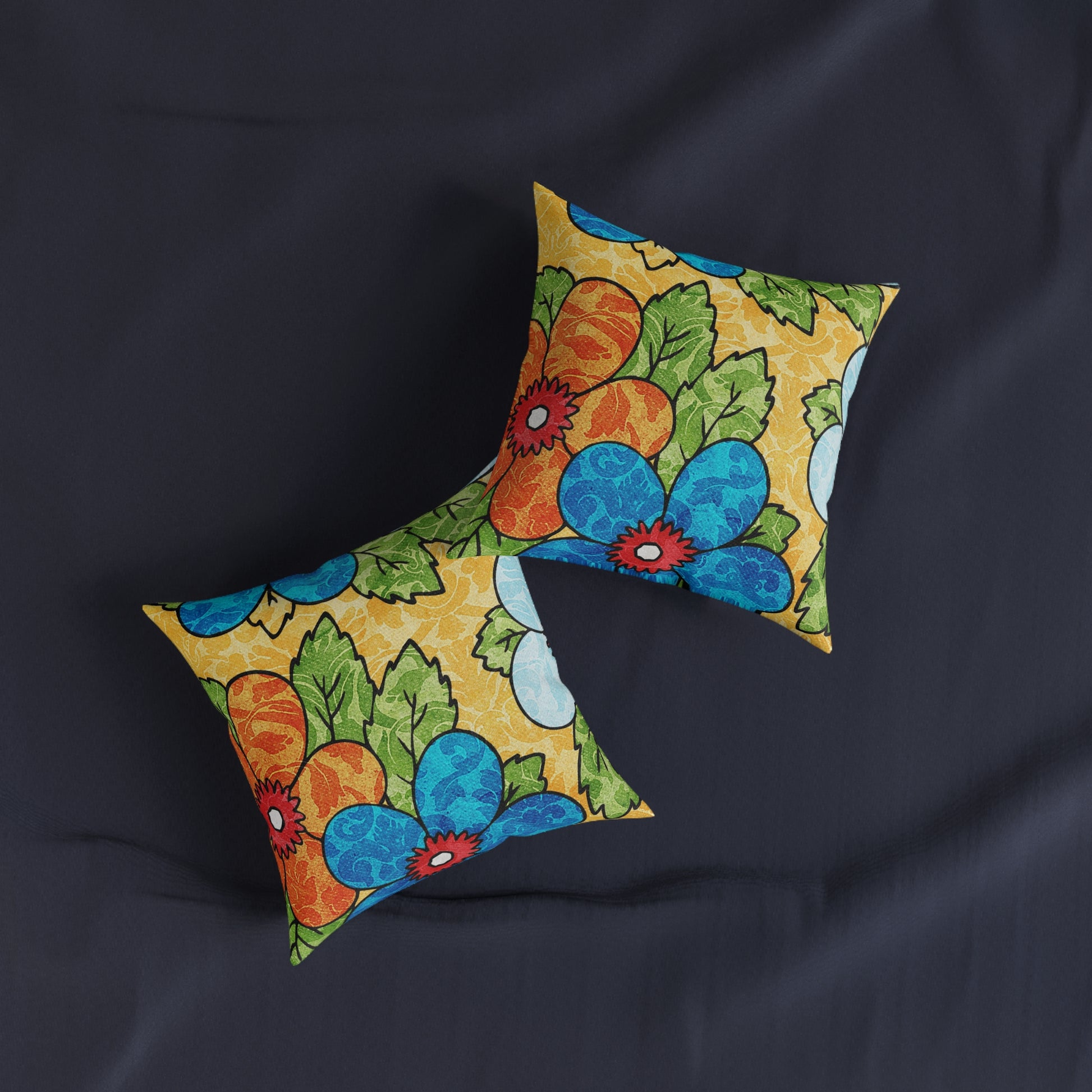 Groovy Yellow Floral Kl Square Pillow, Artsulli - Art is Long, Life is Short, Home Decor, , , , , , , 