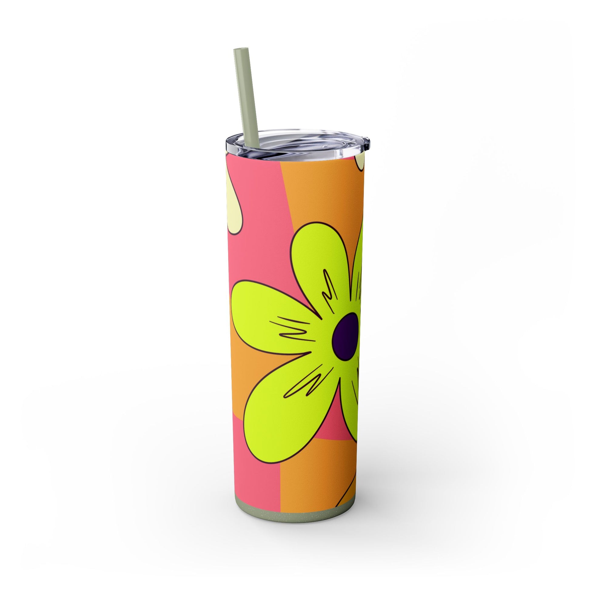 Trippy Sour Face Rave Skinny Tumbler with Straw, 20oz, Artsulli - Art is Long, Life is Short, Mug, , , , , , , 