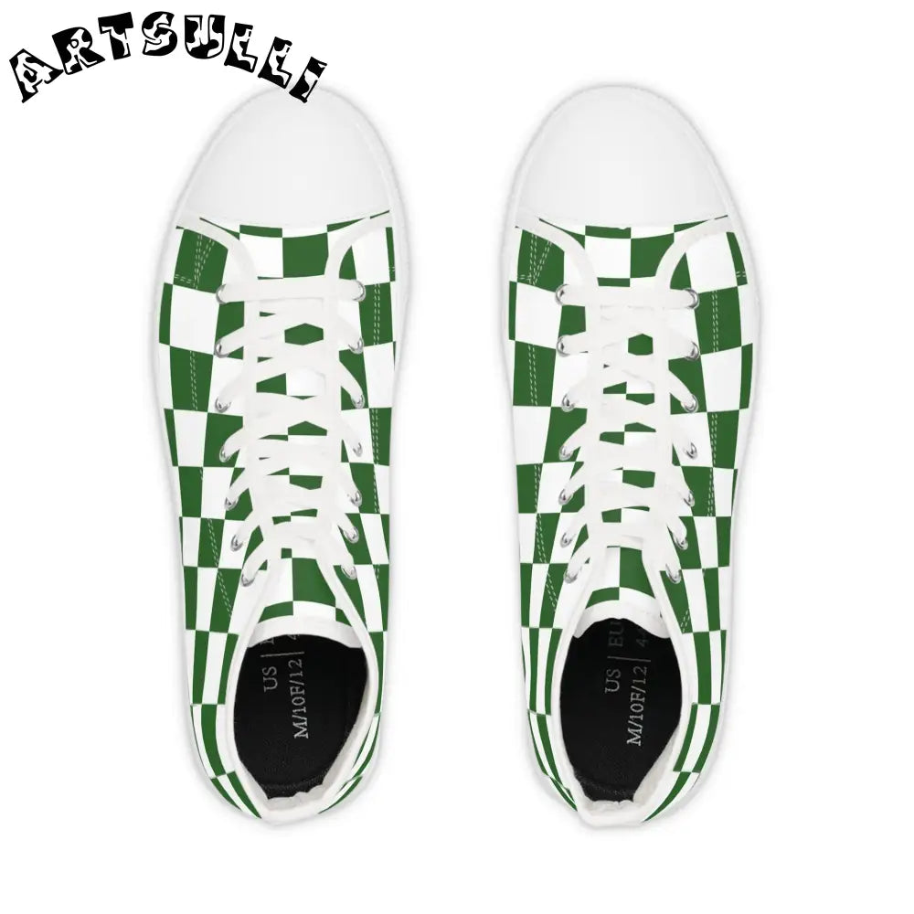 JAKKOUTTHEBXX Checkerboard White and Dark Green Men’s High Top