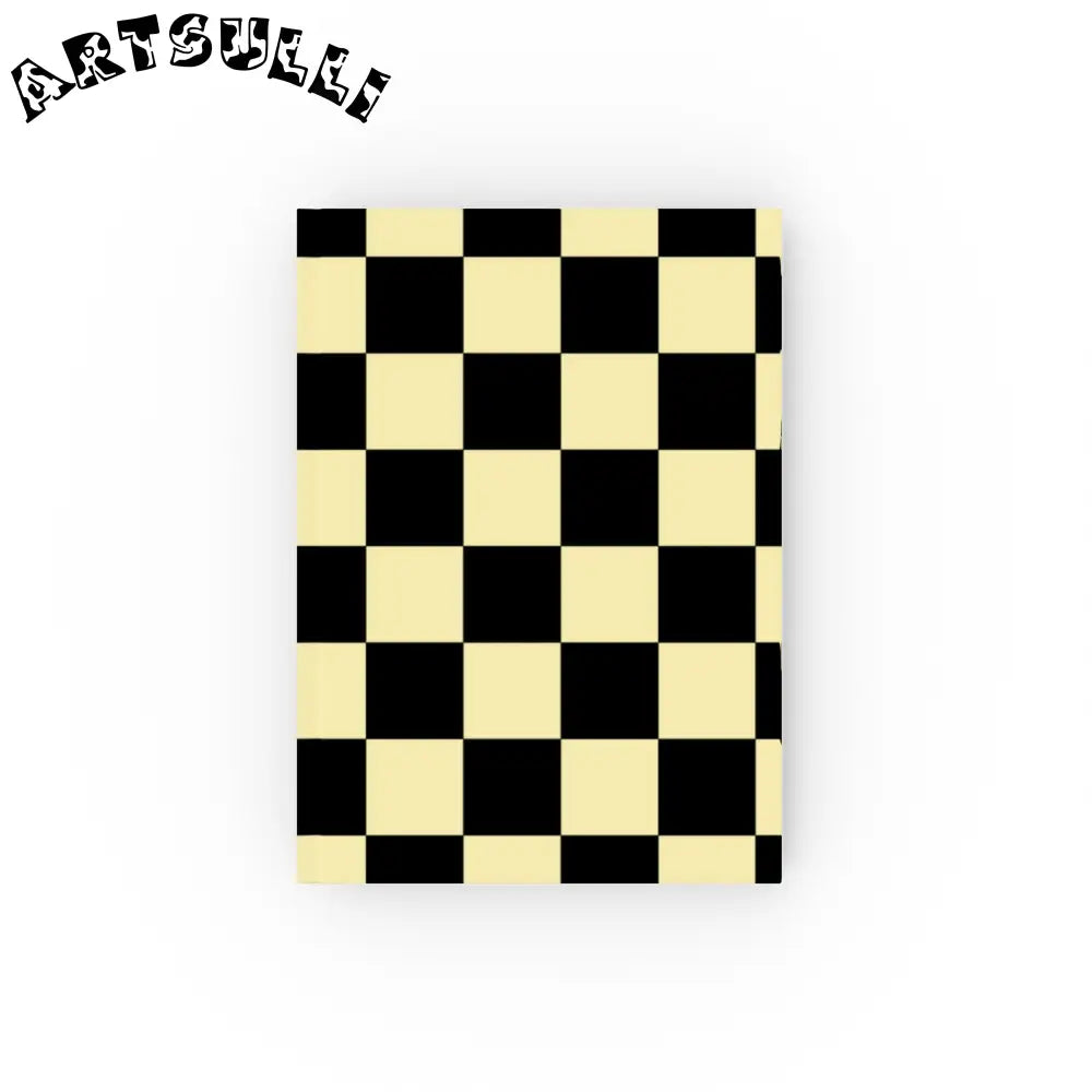JAKKOUTTHEBXX Checkerboard Black and Yellow Hard Backed Journal