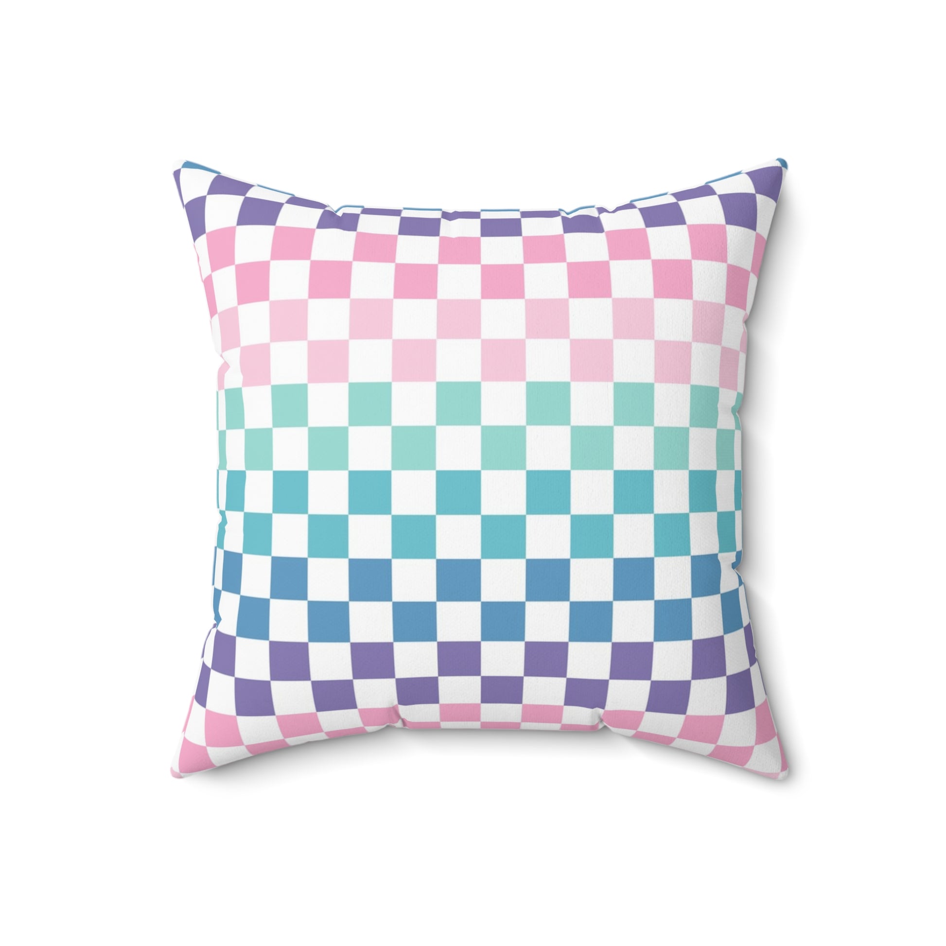 Vaporwave Rainbow  Checkerboard Multi-Color Spun Polyester Square Pillow, Artsulli - Art is Long, Life is Short, Home Decor, Size, 18" × 18", , , , , 19418542418505255377
