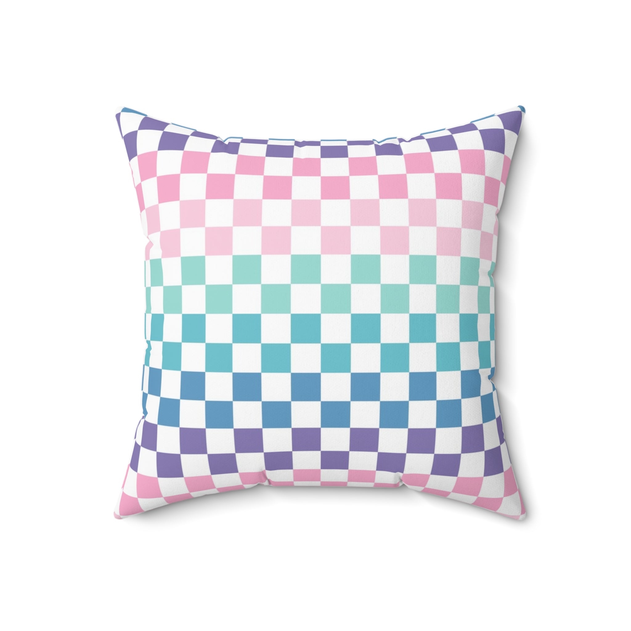 Vaporwave Rainbow  Checkerboard Multi-Color Spun Polyester Square Pillow, Artsulli - Art is Long, Life is Short, Home Decor, Size, 18" × 18", , , , , 19418542418505255377