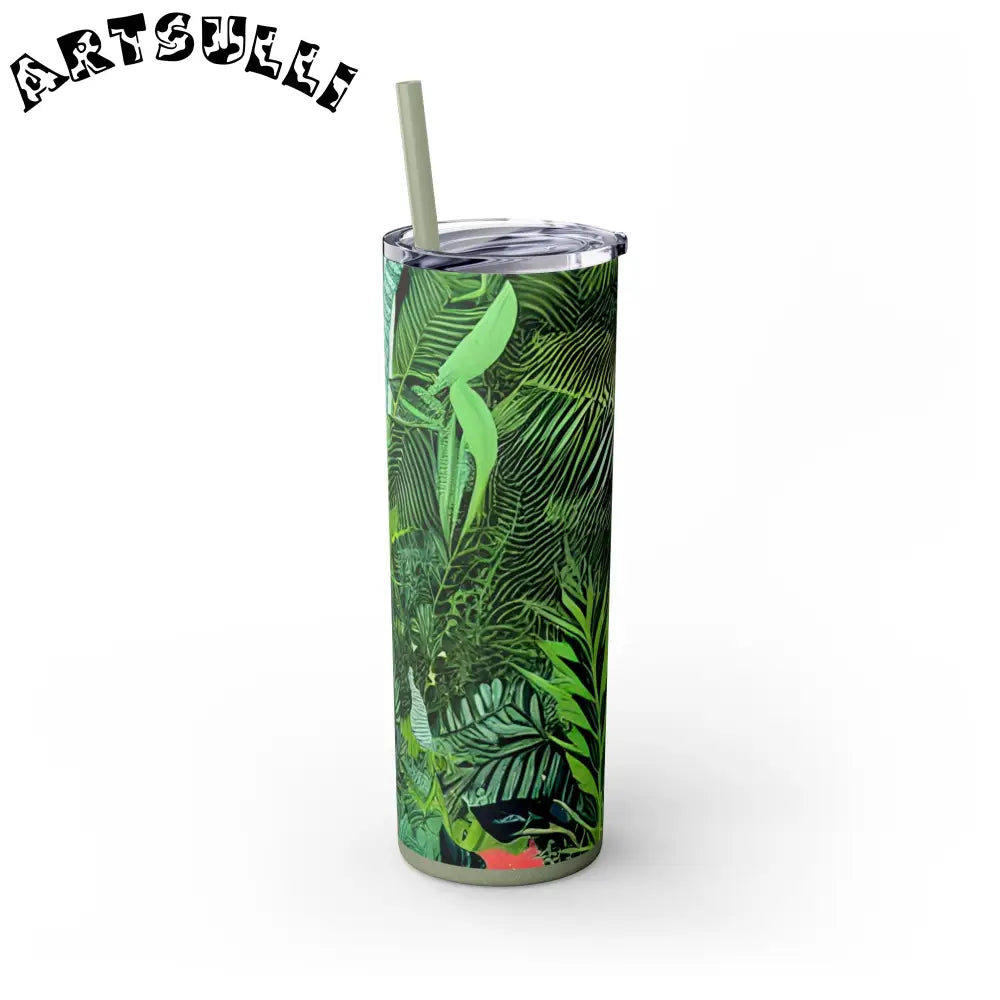 JAKKOUTTHEBXX White Tropical Leaf and Flower Tumbler JAKKOUTTHEBXX