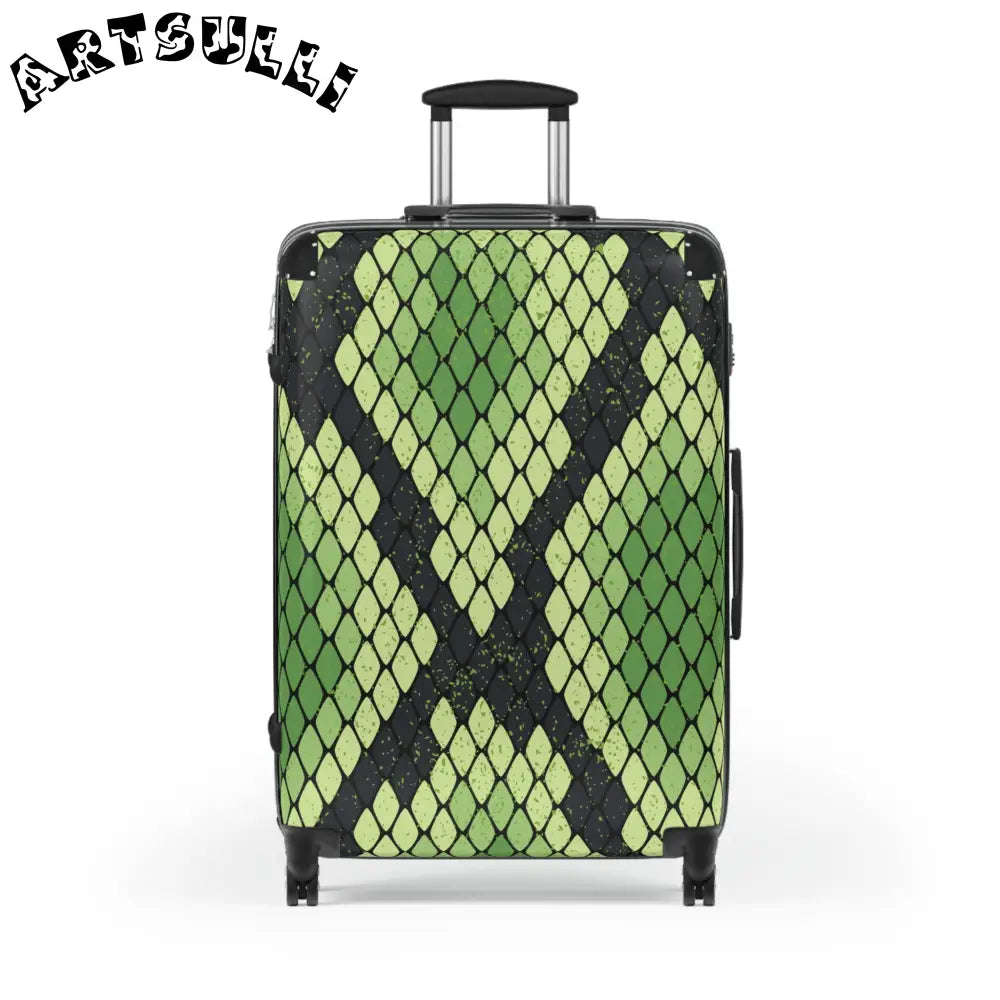 JAKKOUTTHEBXX Snake Skin Green and Black Suitcase JAKKOUTTHEBXX