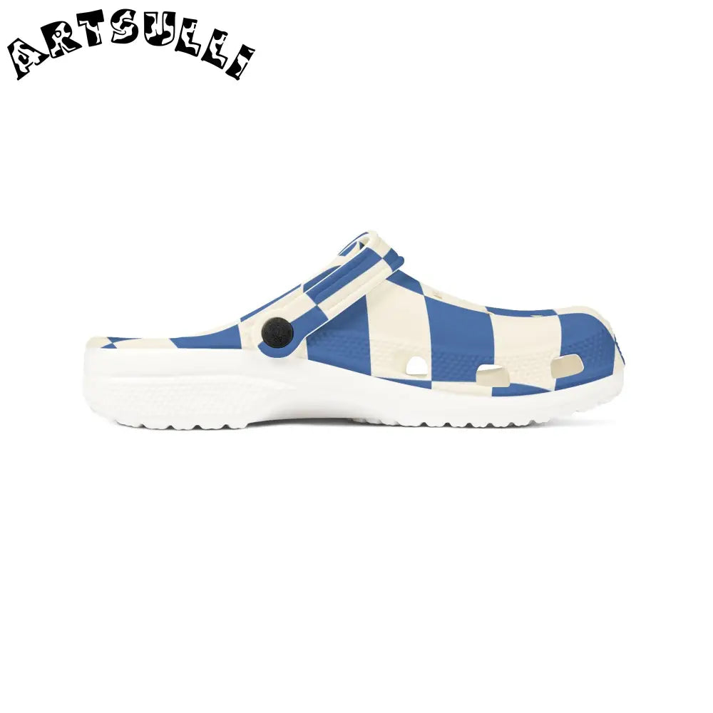 JAKKOUTTHEBXX Checkerboard Blue EVA Foam Rubber Shoes (AOP)