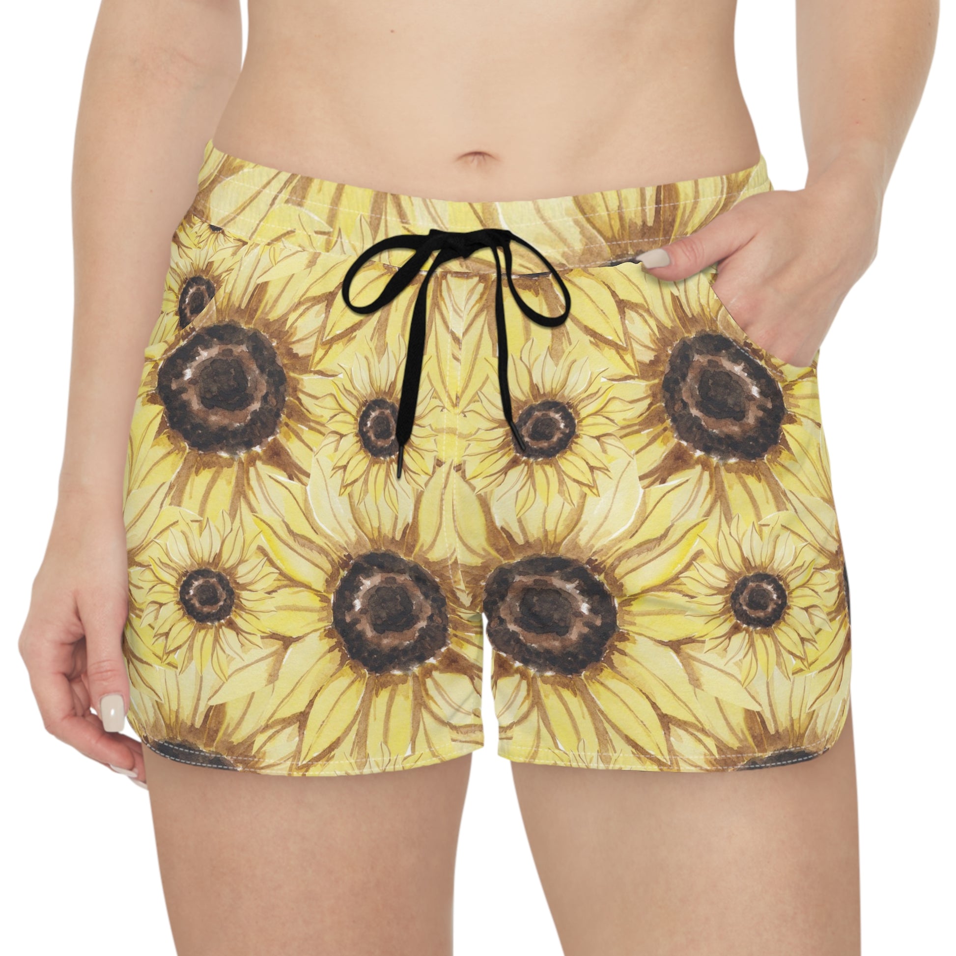 Retro Anime Sunflower Women's Casual Shorts (AOP), Artsulli - Art is Long, Life is Short, All Over Prints, , , , , , , 