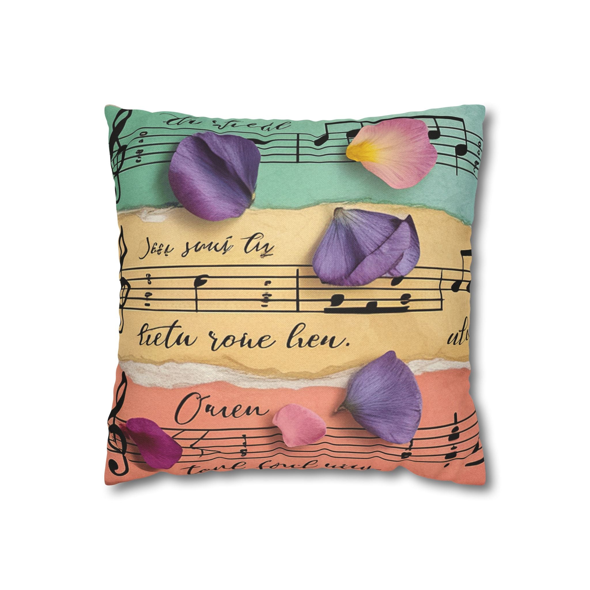 Torn Type Beat Sheet Music Multi-Color Spun Polyester Square Pillowcase, Artsulli - Art is Long, Life is Short, Home Decor, Size, 14" × 14", , , , , 18618352913316065096