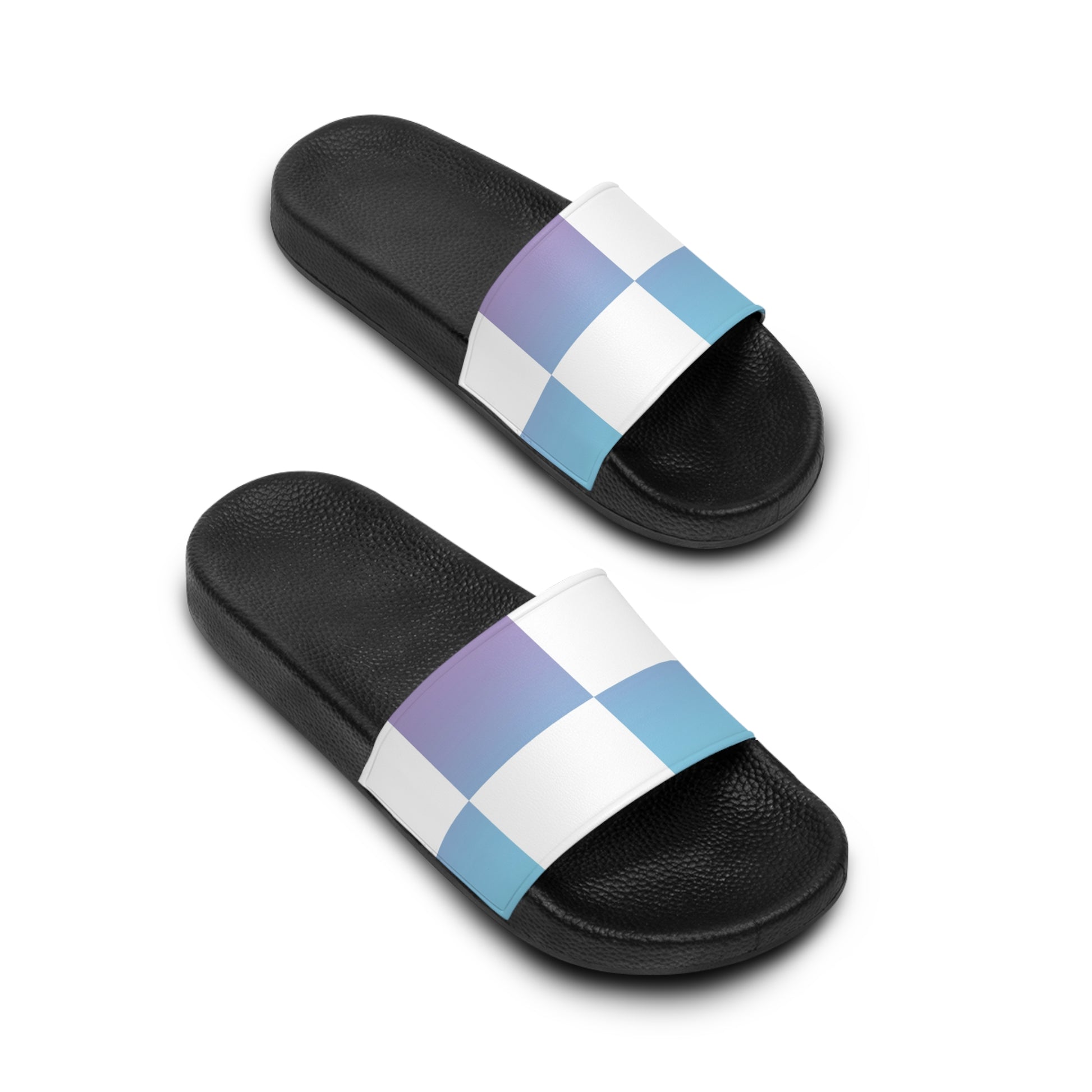 Vaporwave Check Women's Slide Sandals, Artsulli - Art is Long, Life is Short, Shoes, , , , , , , 