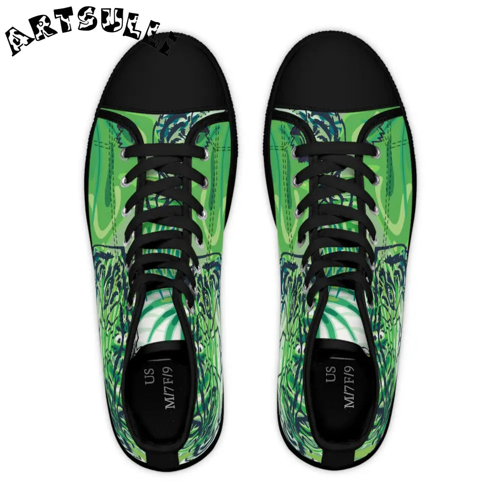 JAKKOUTTHEBXX Tropical Jungle Tigers Lime Green Women’s High Top