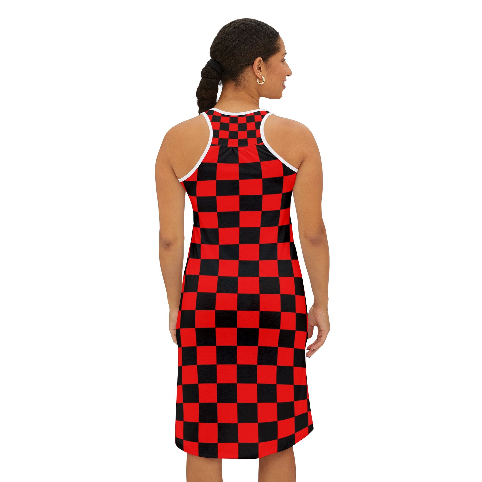 Checkerboard Red and Black Women's Racerback Dress (AOP), Artsulli - Art is Long, Life is Short, Tank Top, , , , , , , 