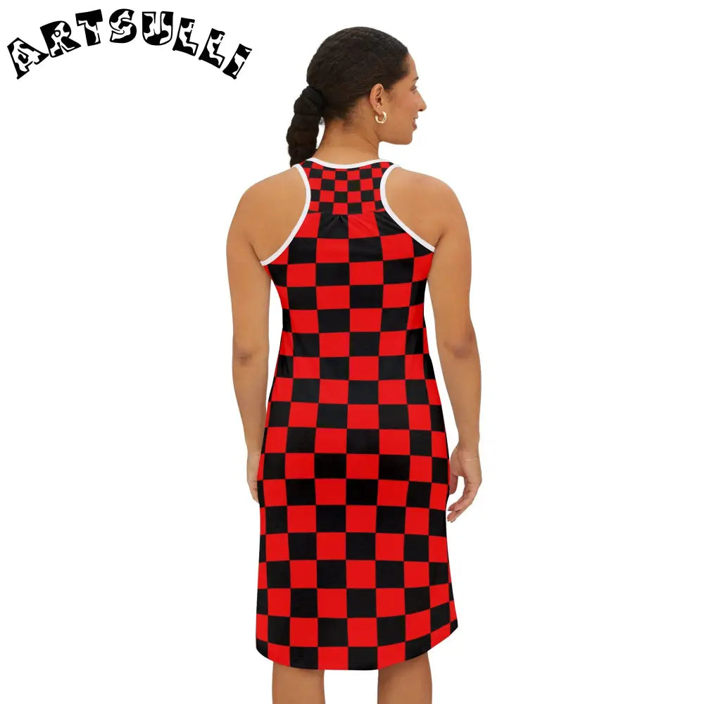JAKKOUTTHEBXX Checkerboard Red and Black Women’s Racerback Dress