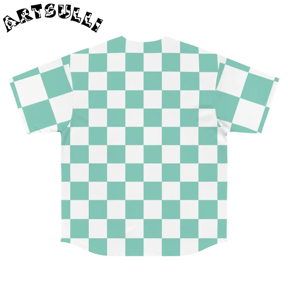 JAKKOUTTHEBXX Checkerboard Light Green Men’s Baseball Jersey (AOP)