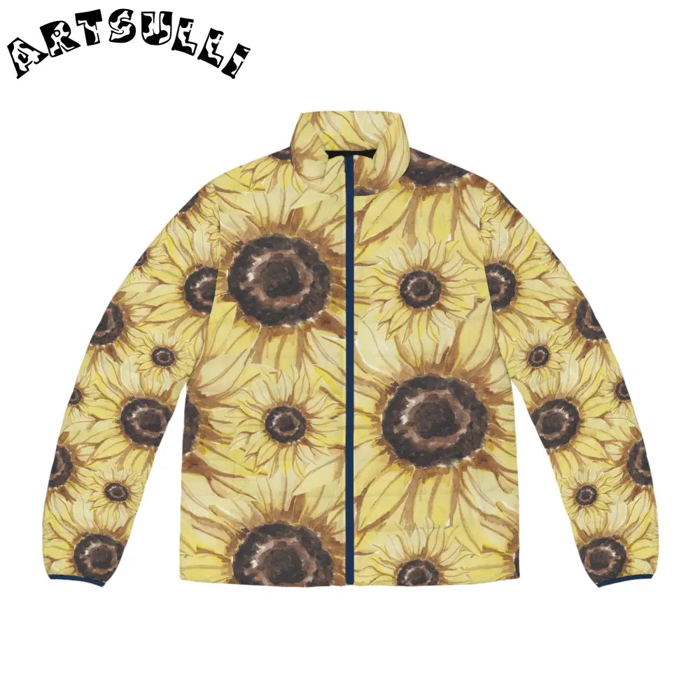JAKKOUTTHEBXX Retro Anime Sunflower Men’s Puffer Jacket (AOP)