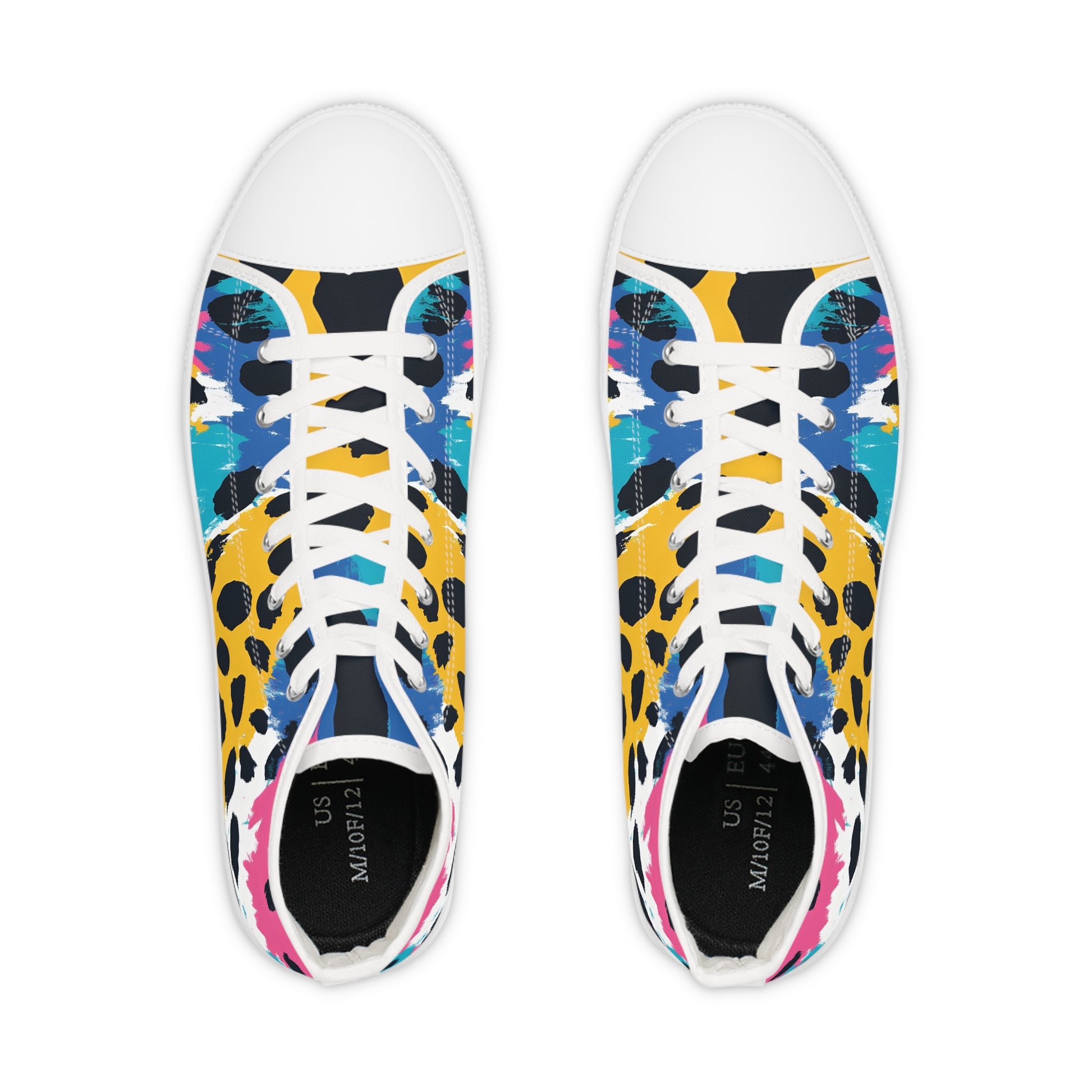 Leopard Print x Paint Brush Strokes Multi-Color Men's High Top Sneakers, Artsulli - Art is Long, Life is Short, Shoes, , , , , , , 