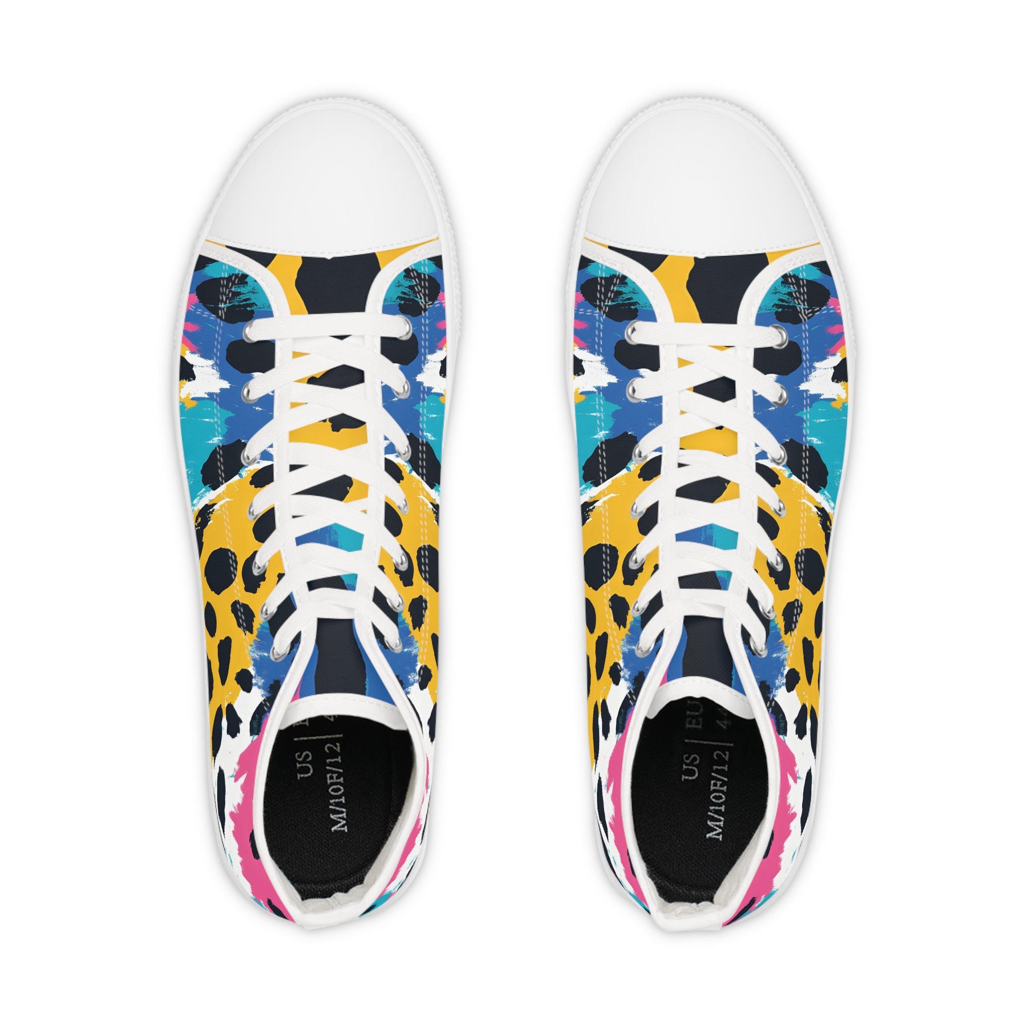 Leopard Print x Paint Brush Strokes Multi-Color Men's High Top Sneakers, Artsulli - Art is Long, Life is Short, Shoes, , , , , , , 