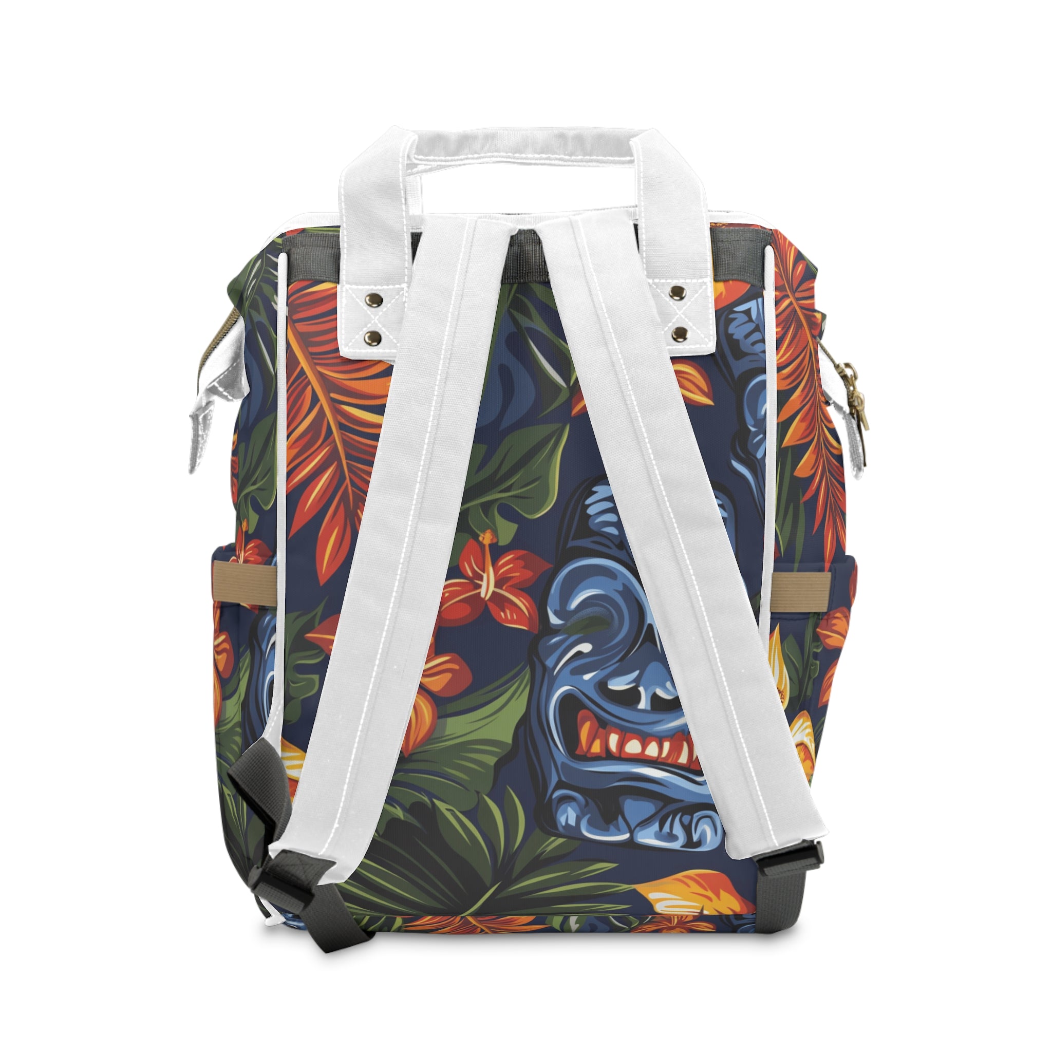 Tiki Bloom Navy Multifunctional Diaper Backpack, Artsulli - Art is Long, Life is Short, Bags, , , , , , , 