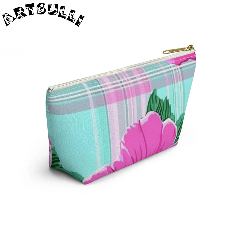 JAKKOUTTHEBXX Pink Floral Art Transferred Cosmetic Pouch