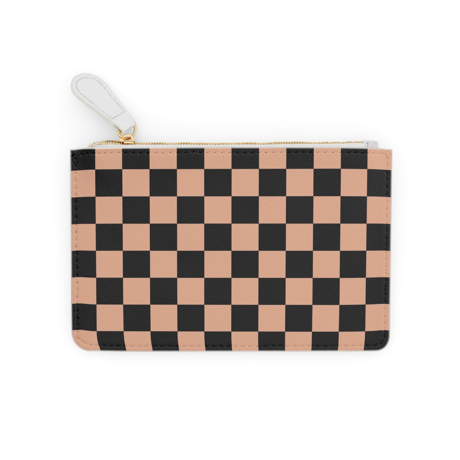Checkerboard Soft Orange and Black Mini Clutch Bag, Artsulli - Art is Long, Life is Short, Bags, , , , , , , 