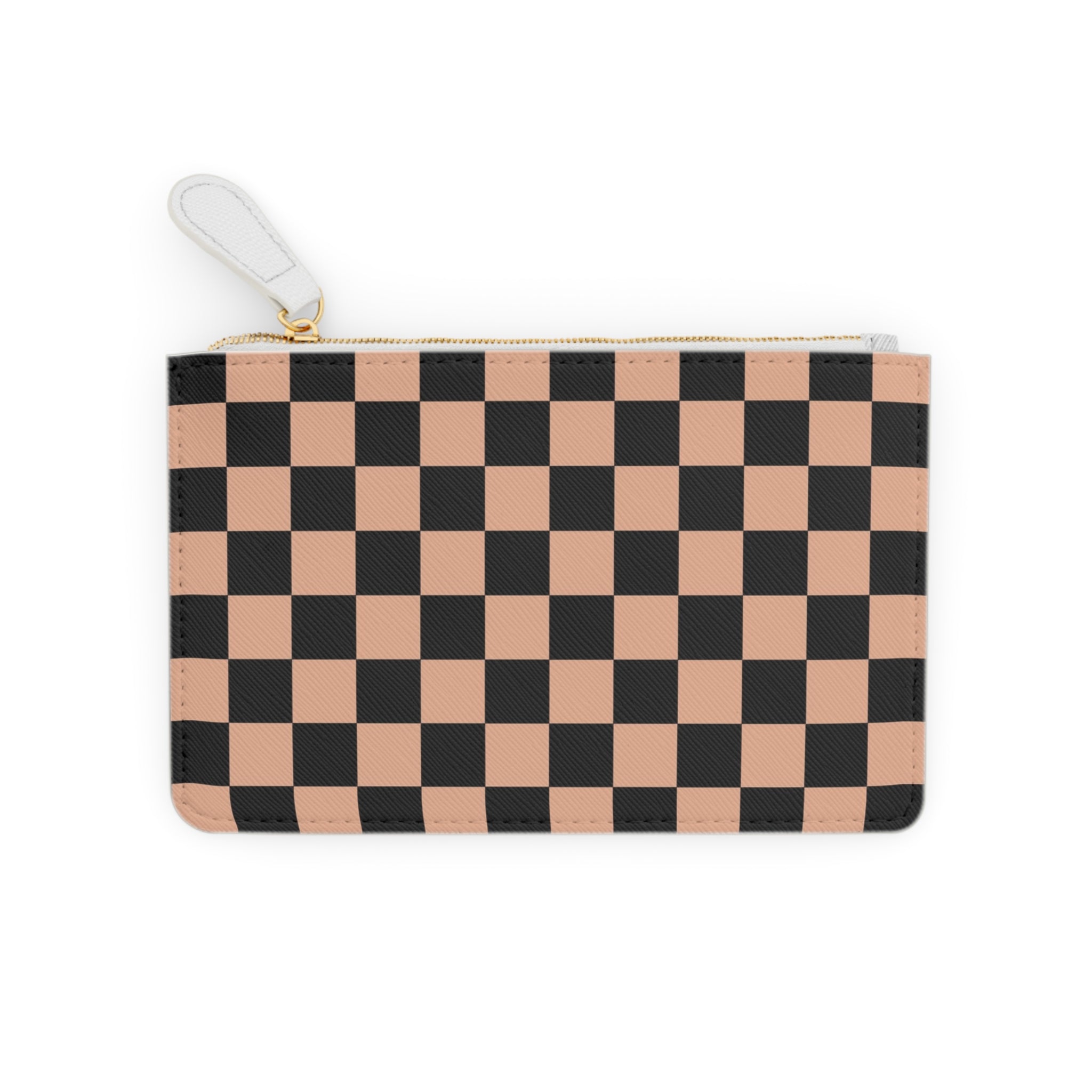Checkerboard Soft Orange and Black Mini Clutch Bag, Artsulli - Art is Long, Life is Short, Bags, , , , , , , 